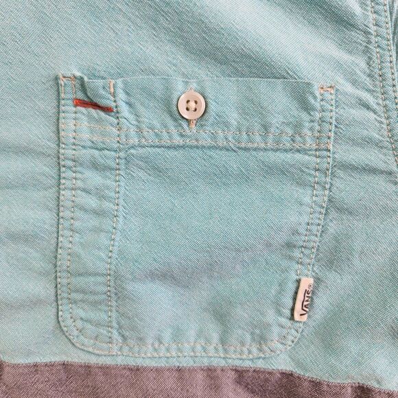 Vans Off the Wall Shirt Mens Large Blue Gray Colorblock Retro Skateboarding - Picture 3 of 15